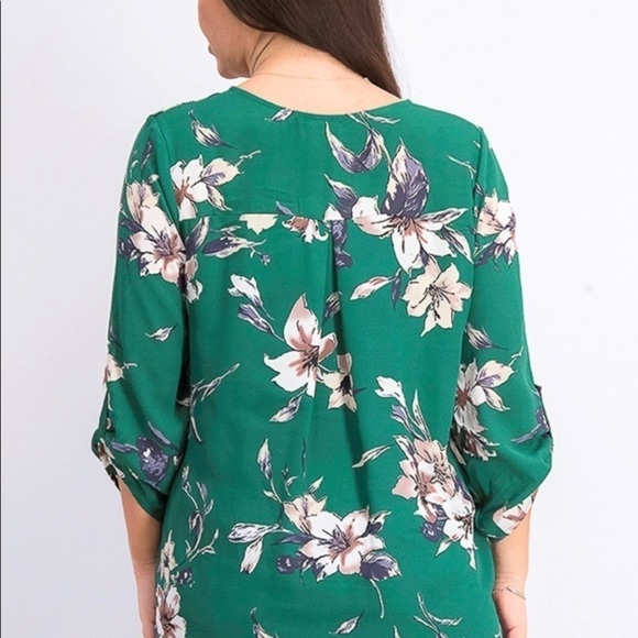 West Kei Allan Surplice Rolltab Floral Blouse Ladies Small - Picture 2 of 8